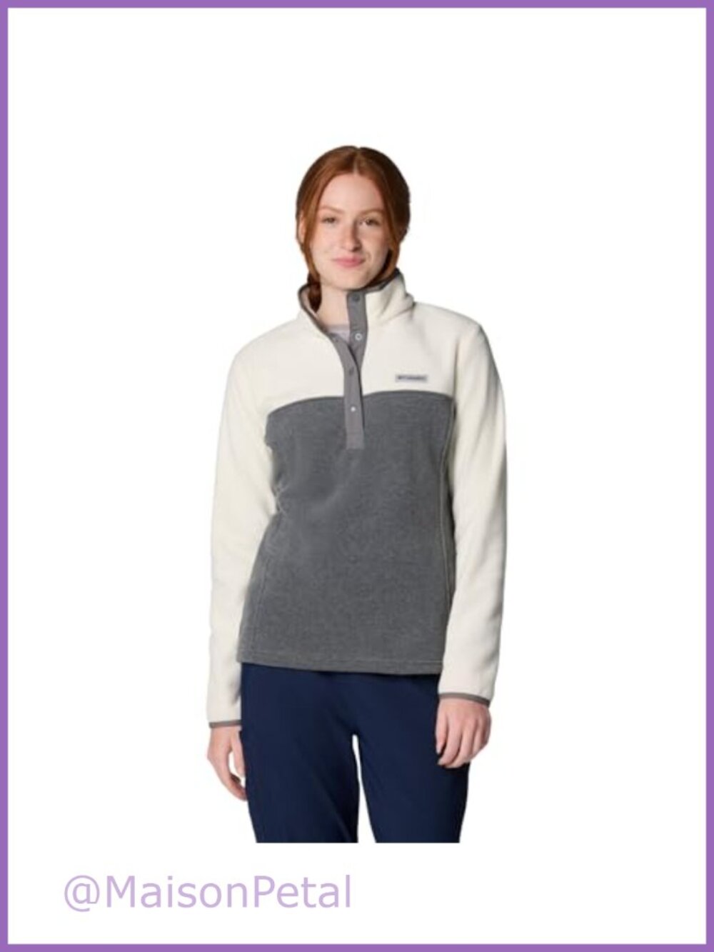 Womens Fleece Snap Pullover Half Snap Cozy Warm Layering